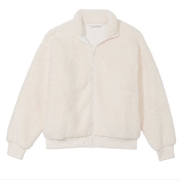 Victoria’s secret Sherpa bomber jacket Cozy white Cream Zip-Up Fleece Jacket - Picture 1 of 1